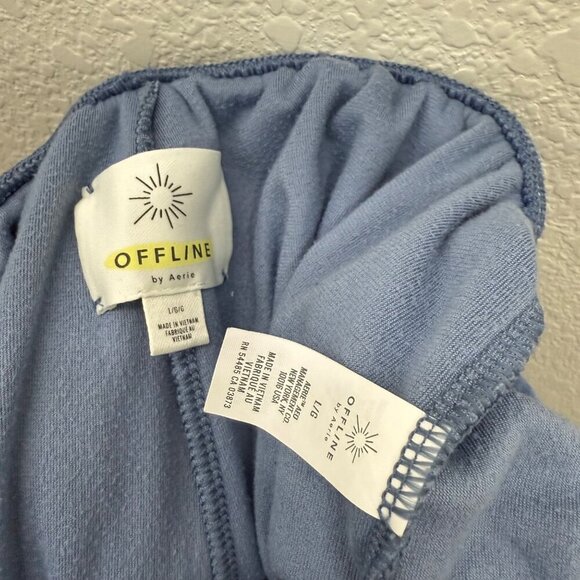 Offline by Aerie After Party Blue Velour Jogger Pant w Pockets Womens size Large - Picture 2 of 5